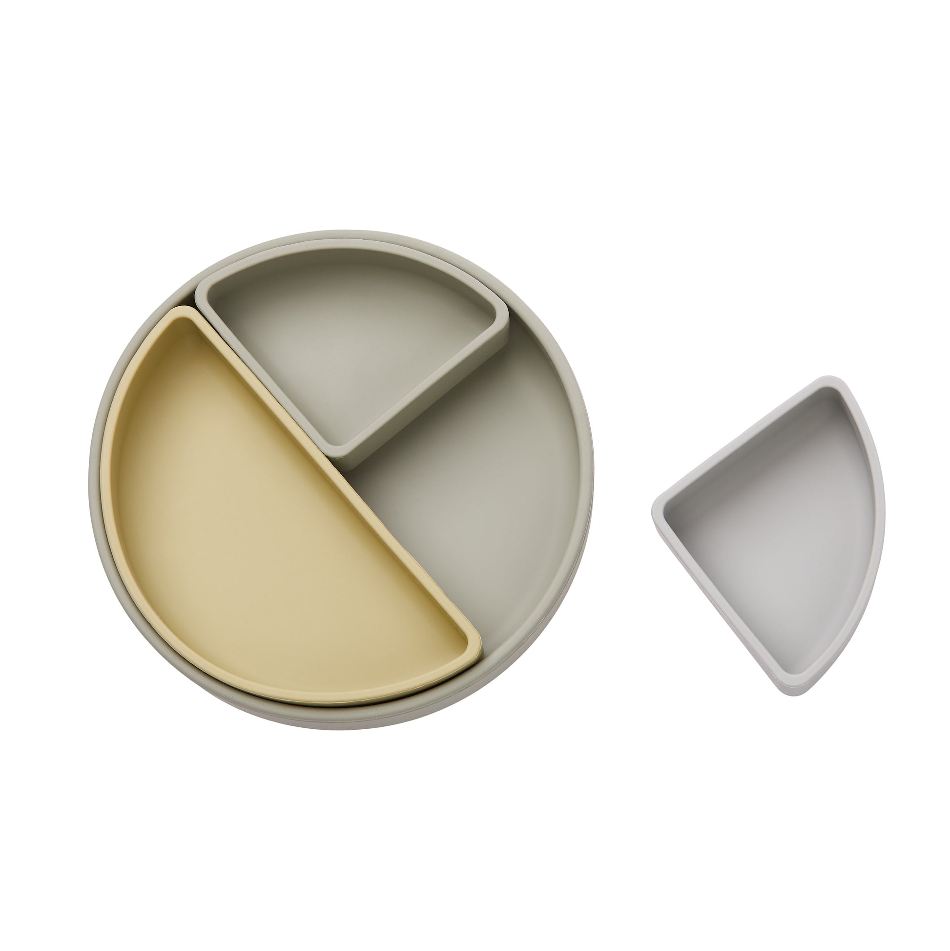Assiette bébé silicone 3 compartiments pour diversification alimentaire et DME